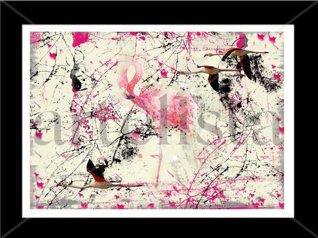Pink and Ink Flamingos