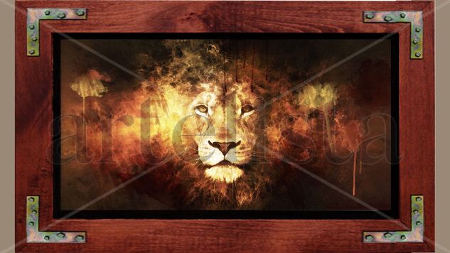 Abstract lion face Media Mixta Cartulina Animales