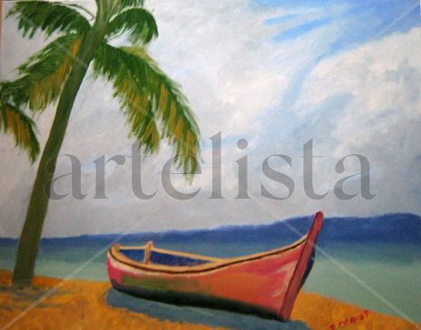 Bote con palmera
