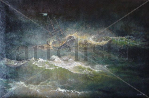 Fragata La Argentina navegando en mar tormentoso Oil Canvas Marine Painting