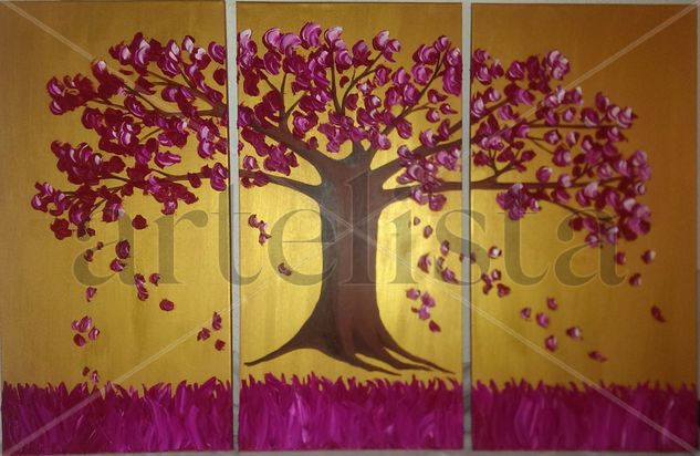 tríptico Oil Canvas Floral Painting