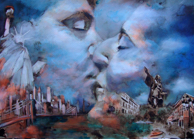 Kiss New York Mixed media Paper Portrait