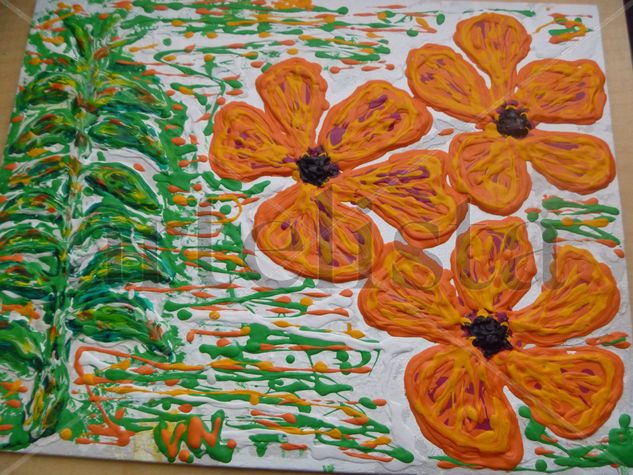 Orange flowers Acrylic Panel Floral Painting