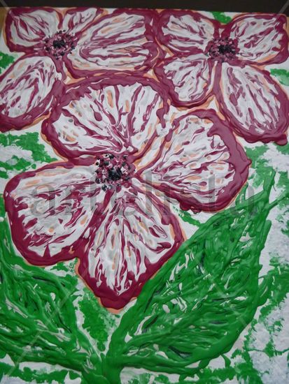 Magenta flowere Acrylic Glass Floral Painting