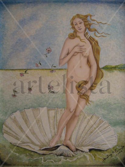 The Birth of Venus Mixed media Panel Nude Paintings