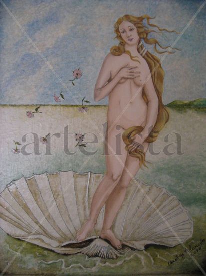 El Nacimiento de Afrodita Mixed media Panel Nude Paintings