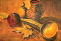 Wooden Scoop with Jug, Calabash and Pomegranate