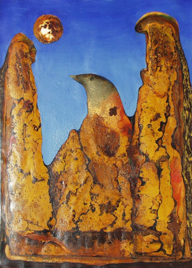 VU 178 Mountain Bird Mixed media Paper Figure Painting