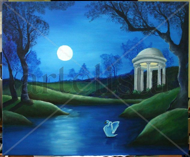 El Cisne y La Luna Oil Canvas Landscaping