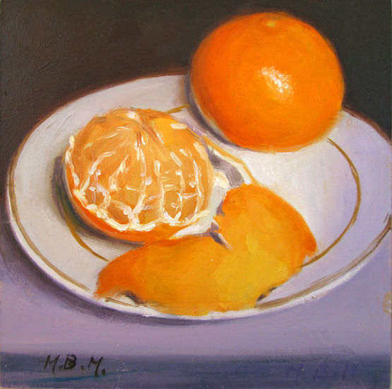 Plato con Naranjas Oil Panel Still Life Paintings