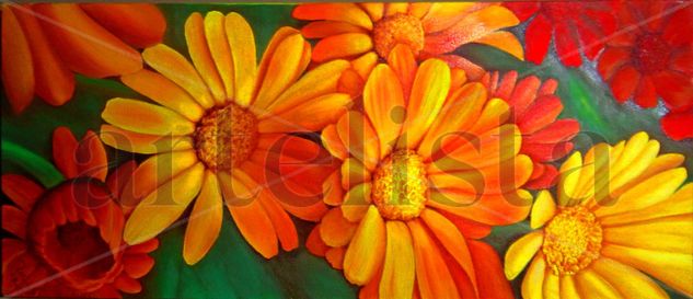 GERBERAS Oil Canvas Floral Painting