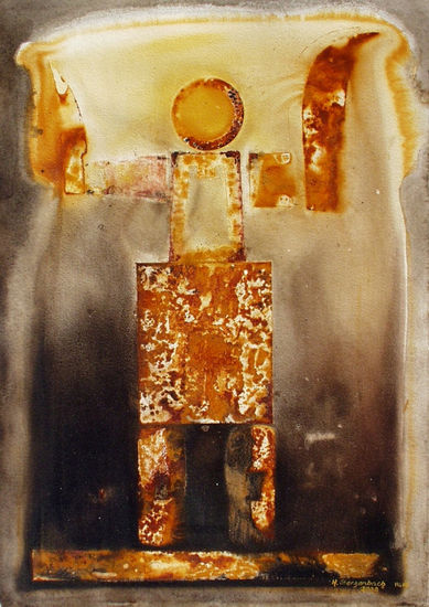 VU 80 Man with elevated arms Mixed media Paper Figure Painting