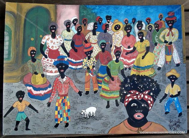 EL CANDOMBE DE LOS NEGROS Acrylic Card Figure Painting