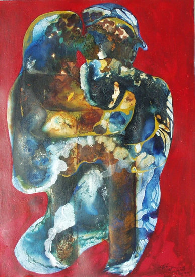 VU 161 Couple Mixed media Paper Figure Painting