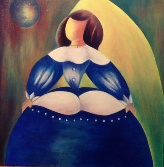 Menina mirando a la luna Oil Canvas Figure Painting