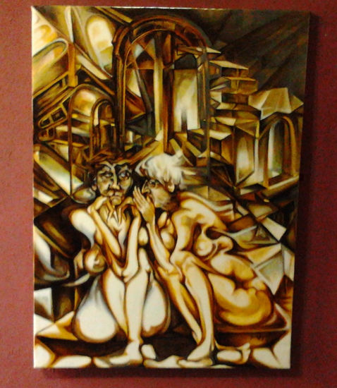 La ciudad desnuda Acrylic Canvas Figure Painting