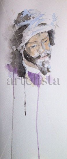 Jesus del Gran Poder Watercolour Paper Figure Painting