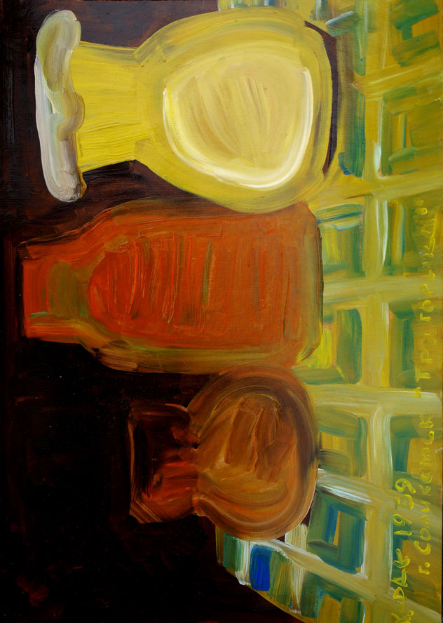Pots. Oil on cardboard, 35-49, 1969.
