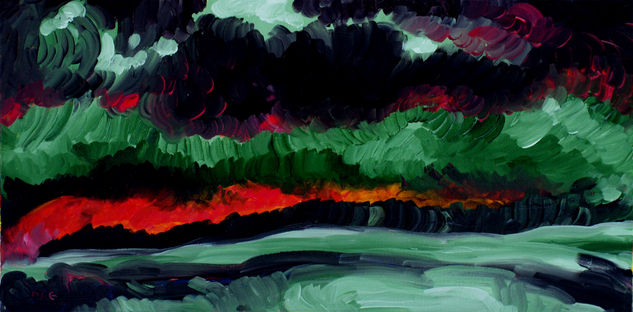 Storm is gone, the night soon. Oil on canvas, 40-80, 1989. Oil Canvas Landscaping