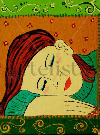 Apasionada dormida Acrylic Textile Figure Painting