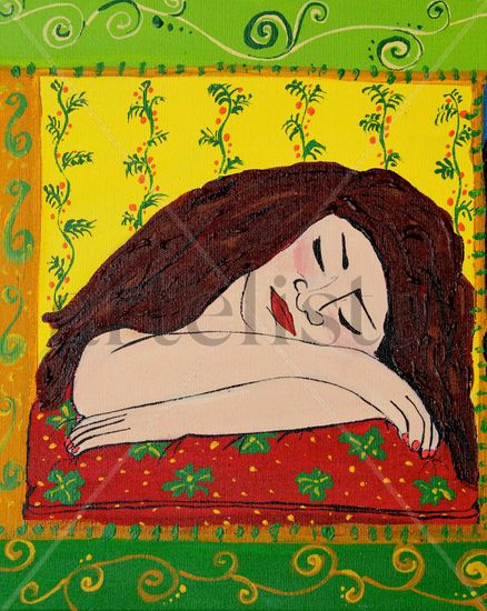 Apasionada  durmiendo III Acrylic Textile Figure Painting