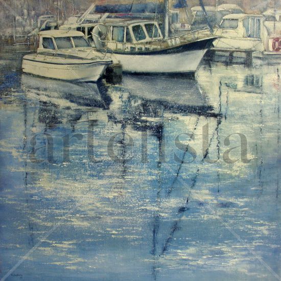 Barcas en Puertochico 1 Oil Canvas Marine Painting