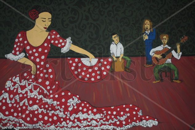 Flamenco Acrylic Textile Figure Painting