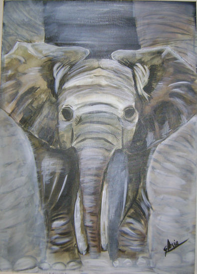 Elefante con su madre Acrylic Canvas Animals