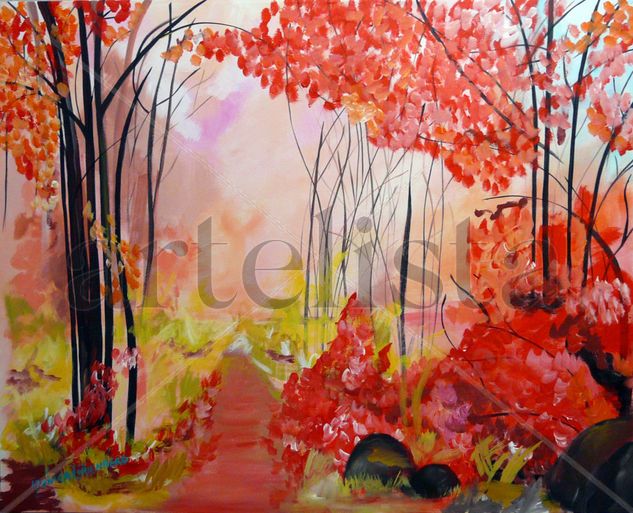 PAISAJE ROSADO Media Mixta Lienzo Paisaje