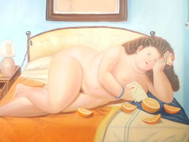 Replica  La carta de Botero Óleo Lienzo Desnudos