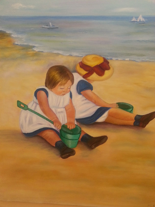 replica niñas en la playa