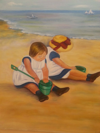 replica niñas en la playa Oil Canvas Marine Painting