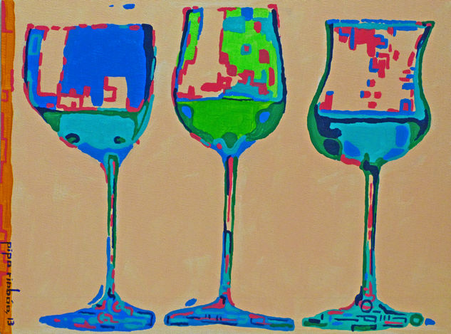 VINOPLASTICA-SERIE--2013-ACRILICO SOBRE LIENZO-18X24-SERIE BODEGA-#076 Acrylic Canvas Still Life Paintings