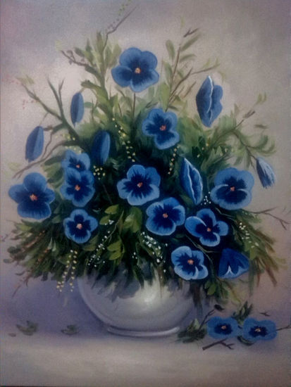 BODEGON FLORES Oil Canvas Floral Painting