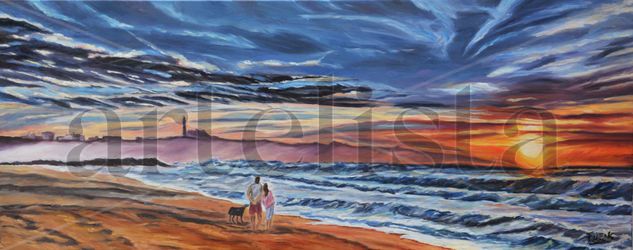 Anochecer Oil Canvas Marine Painting