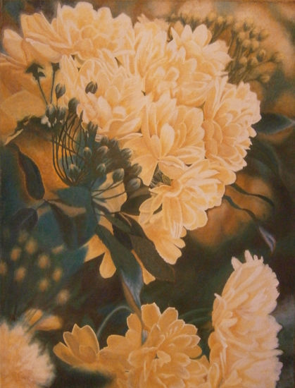 "Las flores de Juanita" Óleo Tela Floral