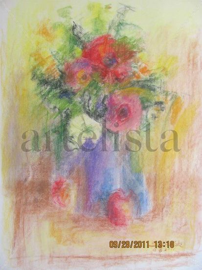 Feliz cumple Any Pastel Paper Floral Painting