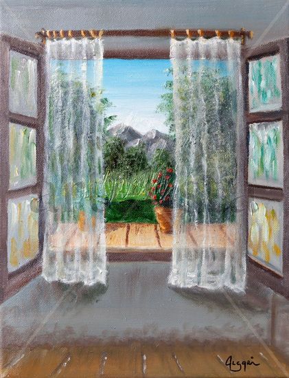 Ventana Óleo Lienzo Paisaje