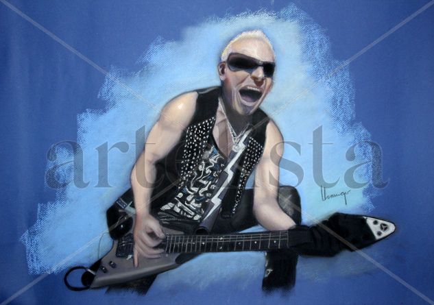 Retrato Rudolf Schenker-Scorpions Pastel Paper Portrait