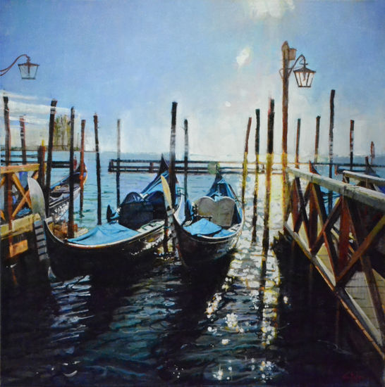 Reflejos en Venezia Oil Canvas Marine Painting