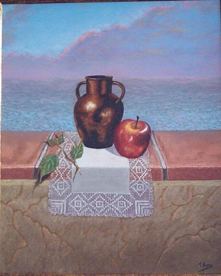 Manzana sobre pollete Oil Canvas Landscaping