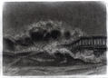 Stormy Wave, Mar Tempestuoso, Charcoal Original Drawing