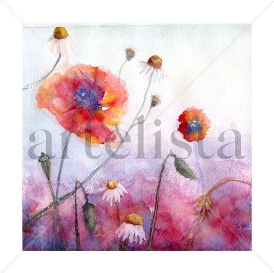 Poppies, Amapolas, Flores, Floral Abstract Watercolor Watercolour Paper Floral Painting