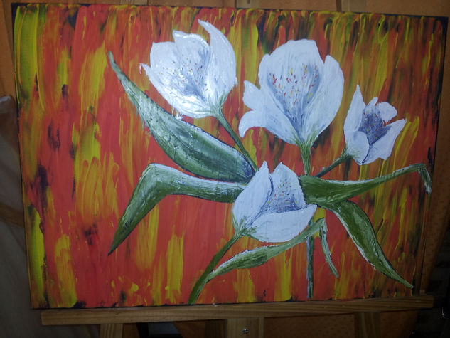 "FLORECER" Oil Textile Floral Painting