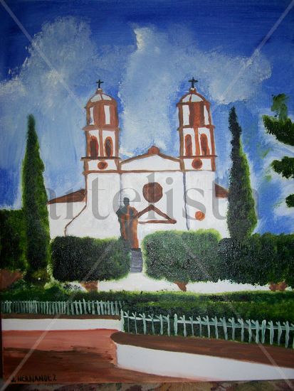 Parroquia de Ario de Rosales,Mich.Mexico. Oil Canvas Landscaping