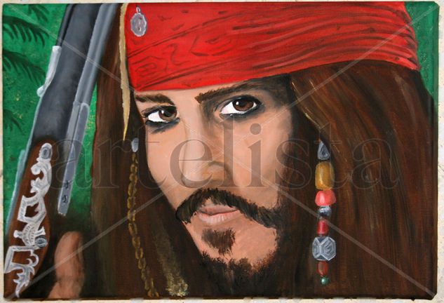 Capitán Jack Sparrow Óleo Lienzo Retrato