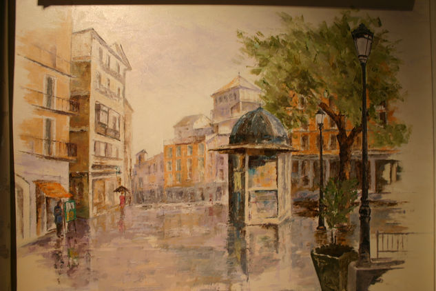 DIA DE LLUVIA EN PLAZA DE ZOCODOVER Oil Canvas Landscaping