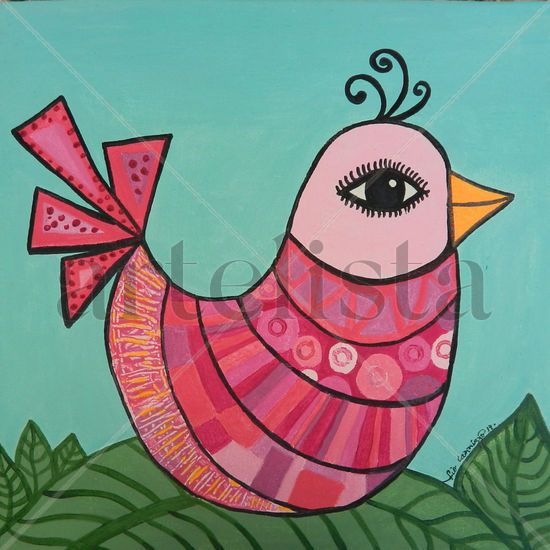 Vuelo Rosado Acrylic Canvas Animals