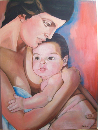 Mujer con niño Oil Canvas Figure Painting