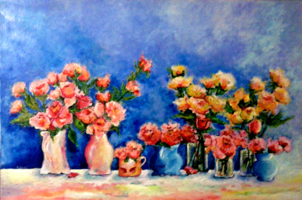 Rosas Mixed media Canvas Floral Painting